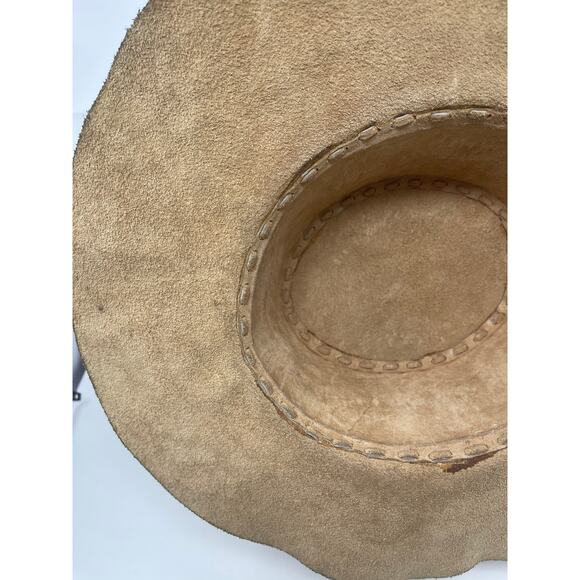 Vintage Leather Stitch Hand Painted Sunflower Wide Brim Ladies Hat ~AMAZING OOAK - Picture 13 of 16